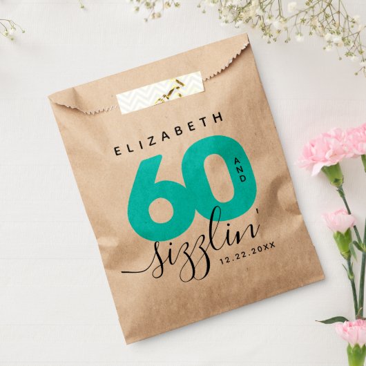 Modern Girly Ice Blue 60 en Sizzling Bedankzakje (Gezegeld)