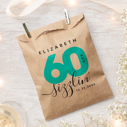 Modern Girly Ice Blue 60 en Sizzling Bedankzakje (Geknipt)