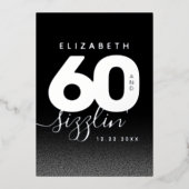 Modern Girly Ice Blue 60 en Sizzling Folie Uitnodiging (Voorkant)