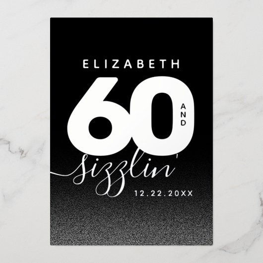 Modern Girly Ice Blue 60 en Sizzling Folie Uitnodiging (Voorkant)