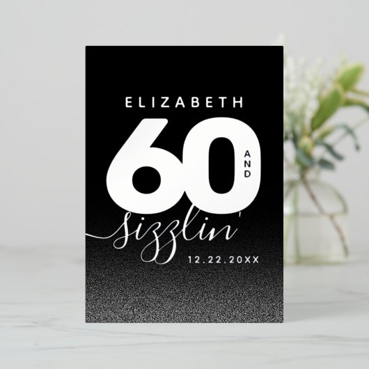 Modern Girly Ice Blue 60 en Sizzling Folie Uitnodiging (Staand Voorkant)