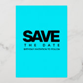 Modern Girly Ice Blue 60 en Sizzling Folie Uitnodiging (Achterkant)