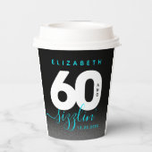 Modern Girly Ice Blue 60 en Sizzling Papieren Bekers (Achterkant)