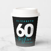 Modern Girly Ice Blue 60 en Sizzling Papieren Bekers (Voorkant)