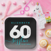 Modern Girly Ice Blue 60 en Sizzling Papieren Bordje (Feest)