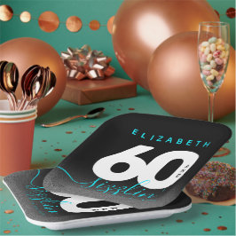 Modern Girly Ice Blue 60 en Sizzling Papieren Bordje