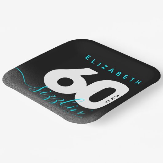 Modern Girly Ice Blue 60 en Sizzling Papieren Bordje (Gebogen)