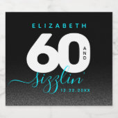 Modern Girly Ice Blue 60 en Sizzling Sparkling Wijnetiket (Enkel label)