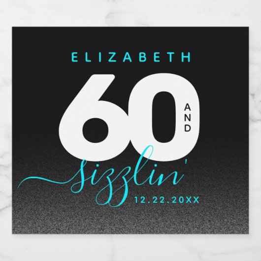 Modern Girly Ice Blue 60 en Sizzling Sparkling Wijnetiket (Enkel label)