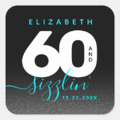 Modern Girly Ice Blue 60 en Sizzling Vierkante Sticker (Voorkant)
