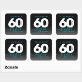 Modern Girly Ice Blue 60 en Sizzling Vierkante Sticker (Vel)
