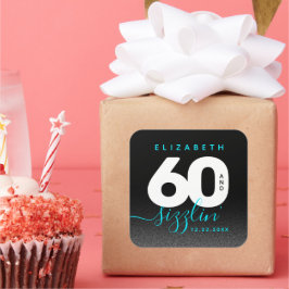 Modern Girly Ice Blue 60 en Sizzling Vierkante Sticker