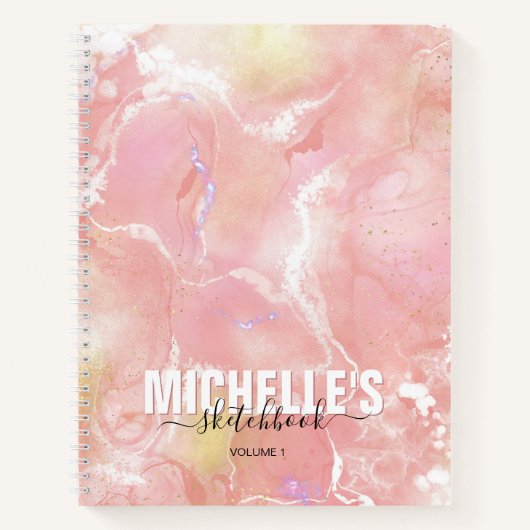 Modern Girly Iridescent Paars Elegant Sketchbook Notitieboek (Voorkant)