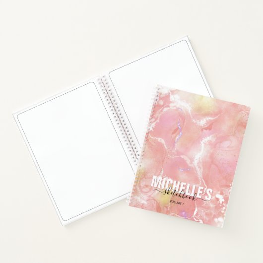 Modern Girly Iridescent Paars Elegant Sketchbook Notitieboek (Binnen)