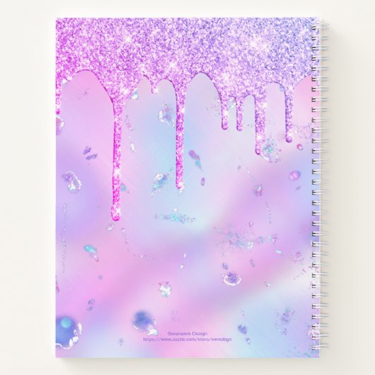 Modern Girly Iridescent Paars Elegant Sketchbook Notitieboek (Achterkant)