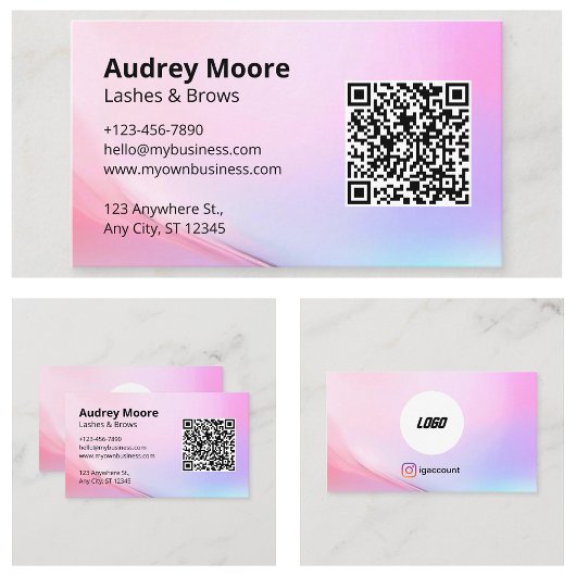 Modern Girly Lashes Brows Lash Tech Visitekaartje