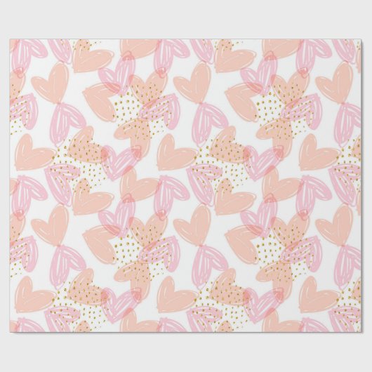 Modern Girly Love Hearts Gold Glitter Wedding Cadeaupapier (Vlak)