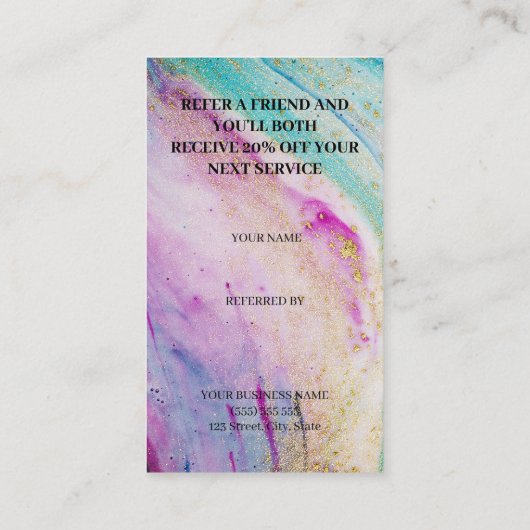 Modern Girly Marble Refer+a+Friend Aanbevelingskaartje (Achterkant)