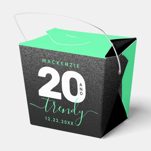 Modern Girly Mint Green 20 en Trendy Bedankdoosjes (Achterkant)