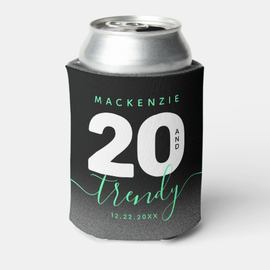 Modern Girly Mint Green 20 en Trendy Blikjeskoeler (Blikje Achterkant)