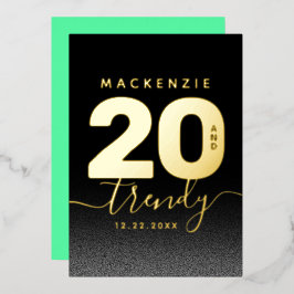 Modern Girly Mint Green 20 en Trendy Folie Uitnodiging