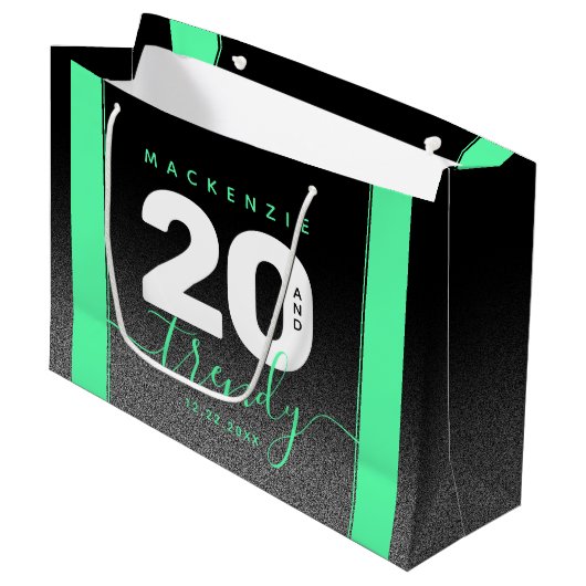 Modern Girly Mint Green 20 en Trendy Groot Cadeauzakje (Voorkant Gekanteld)