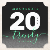 Modern Girly Mint Green 20 en Trendy Kartonnen Onderzetters (Voorkant)