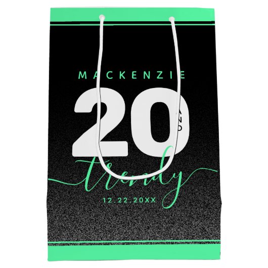 Modern Girly Mint Green 20 en Trendy Medium Cadeauzakje (Achterkant)