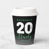 Modern Girly Mint Green 20 en Trendy Papieren Bekers (Achterkant)