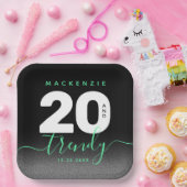 Modern Girly Mint Green 20 en Trendy Papieren Bordje (Feest)