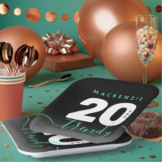Modern Girly Mint Green 20 en Trendy Papieren Bordje (Multi)