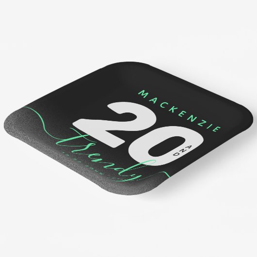 Modern Girly Mint Green 20 en Trendy Papieren Bordje (Gebogen)