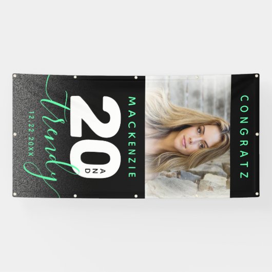 Modern Girly Mint Green 20 en Trendy Spandoek (Horizontaal)