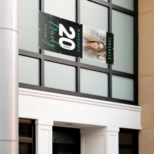 Modern Girly Mint Green 20 en Trendy Spandoek (Buitenkant Gebouw)