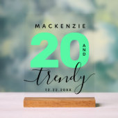 Modern Girly Mint Green 20 en Trendy Verjaardag Acryl Bord (Neutraal)