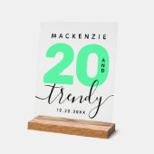 Modern Girly Mint Green 20 en Trendy Verjaardag Acryl Bord (Hoek)