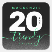 Modern Girly Mint Green 20 en Trendy Vierkante Sticker (Voorkant)