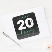 Modern Girly Mint Green 20 en Trendy Vierkante Sticker (Envelop)