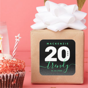 Modern Girly Mint Green 20 en Trendy Vierkante Sticker