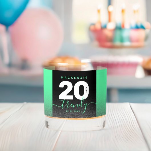 Modern Girly Mint Green 20 en Trendy Whisky Glas (Insitu (Baby Shower))
