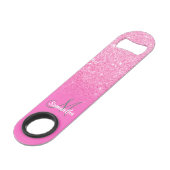 Modern girly monogram helder roze glitter ombre speed flessenopener (Voorkant Gekanteld)