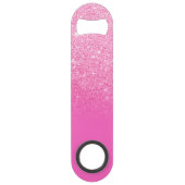 Modern girly monogram helder roze glitter ombre speed flessenopener (Achterkant)