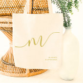 Modern Girly Monogram Script Calligrafie Gouden Na Tote Bag