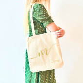 Modern Girly Monogram Script Calligrafie Gouden Na Tote Bag