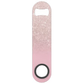 Modern girly monogram snoep roze glitter ombre speed flessenopener (Achterkant)