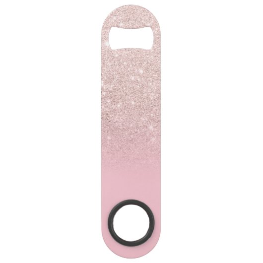 Modern girly monogram snoep roze glitter ombre speed flessenopener (Achterkant)
