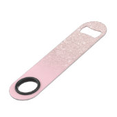 Modern girly monogram snoep roze glitter ombre speed flessenopener (Achterkant Gekanteld)