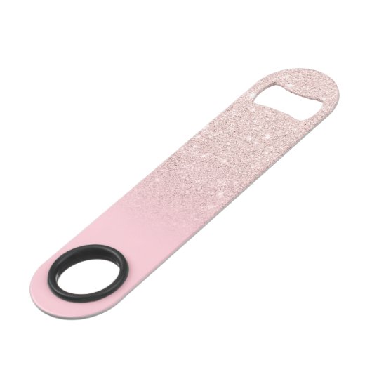 Modern girly monogram snoep roze glitter ombre speed flessenopener (Achterkant Gekanteld)
