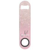 Modern girly monogram snoep roze glitter ombre speed flessenopener (Voorkant)