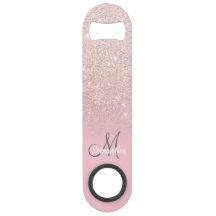 Modern girly monogram snoep roze glitter ombre